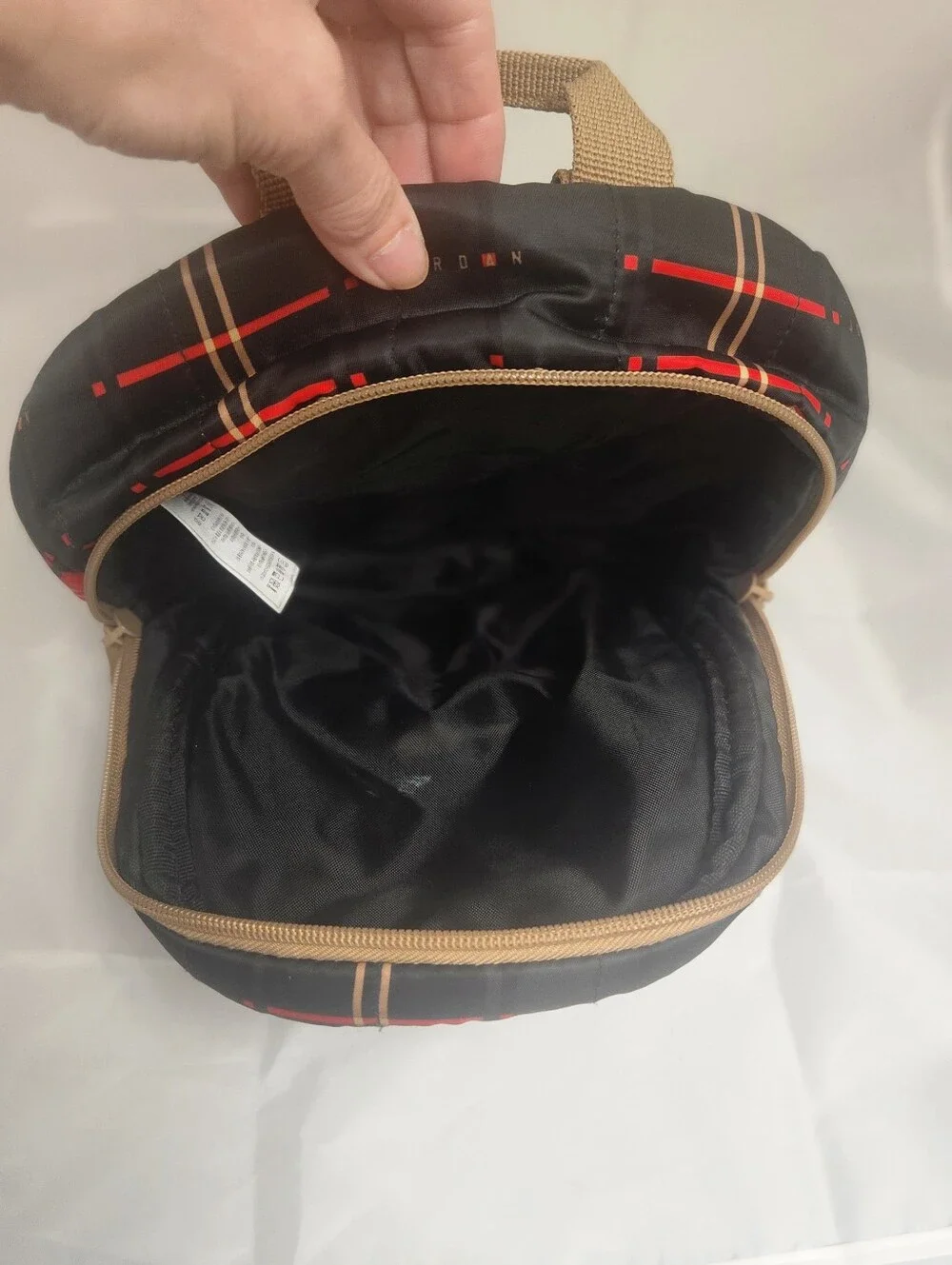 Jordan Black and Red Plaid Backpack with Tan Accents Like New!!